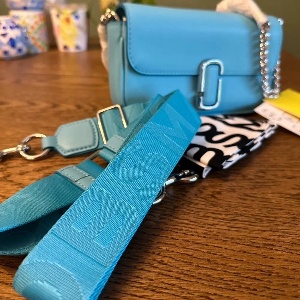 NWT! New Marc Jacobs J Marc Mini Shoulder Bag -Smooth Leather Pool Blue